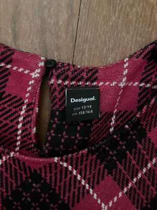 Vestido niña Desigual cuadros rosa