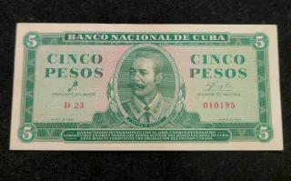 Billete 5 Pesos Cuba 1961 firma del Che