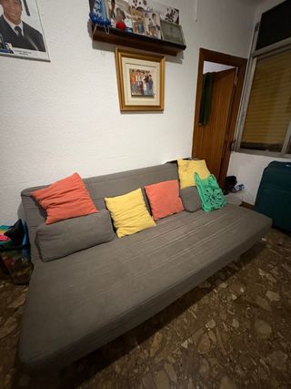 Sofá Cama Gris con Cojines