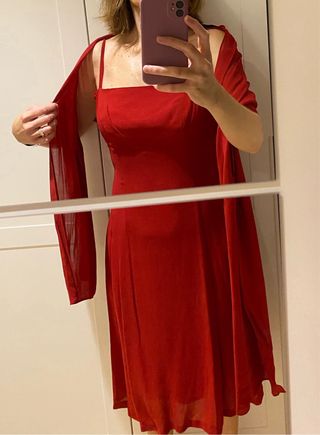 Vestido fiesta rojo María José Navarro