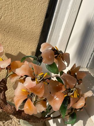 Bonsai Vintage Fiori Rosa e Foglie Verdi