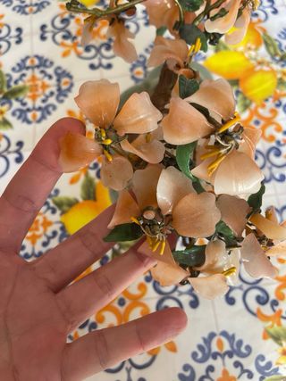 Bonsai Vintage Fiori Rosa e Foglie Verdi