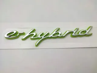 Emblema PORSCHE E-HYBRID verde y plata