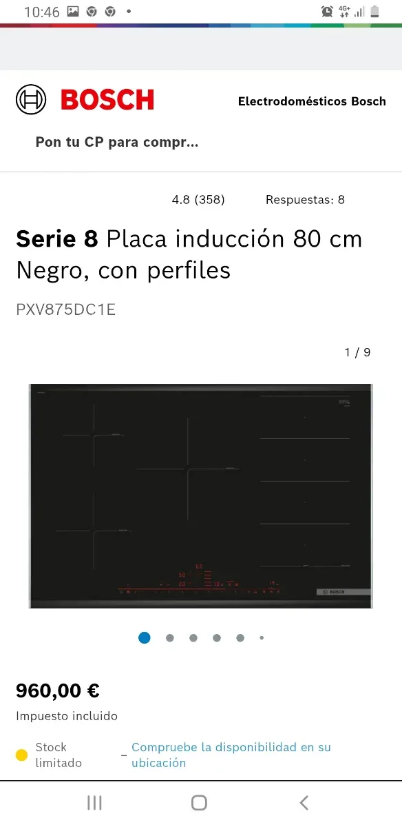 Placa Inducción Bosch PXV875DC1E 80cm oferta
