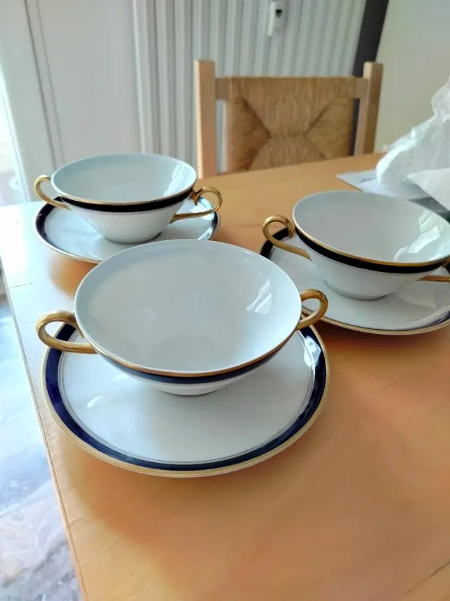 Set 3 tazze da consommé in porcellana
