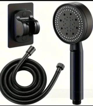 Alcachofa Ducha Negra con Soporte y Manguera