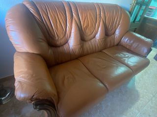 Sofá de piel 3 plazas y 2 sillones