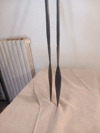 Lancia etnica antica con doppia punta         Due
