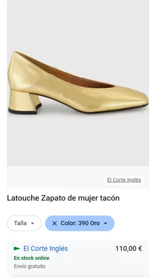 Latouche Zapato Tacón Mujer Dorado. Nuevo.