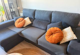 Sofá Chaise Longue 4 Plazas Gris Antracita