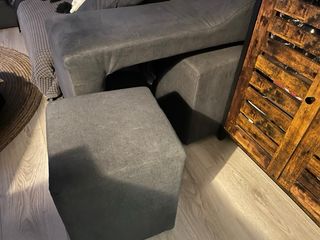 Sofá Chaise Longue 4 Plazas Gris Antracita
