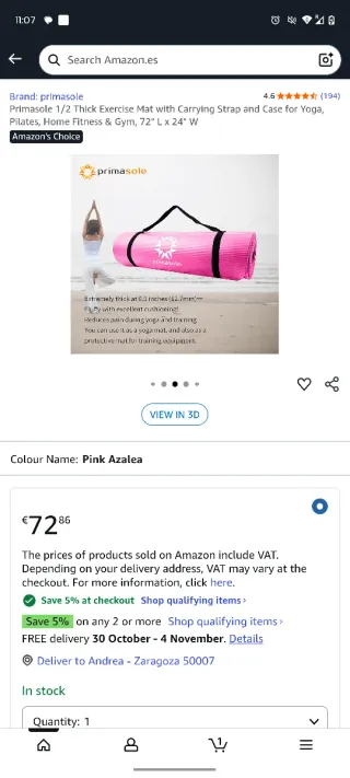 Esterilla Yoga Pilates Primasole Rosa