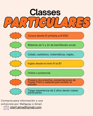 Clases particulares de primaria y secundaria o ESO