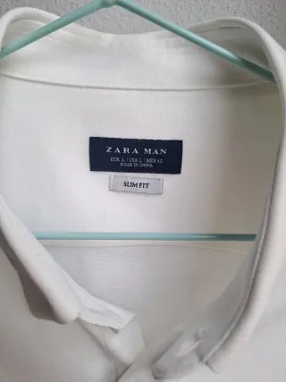 Camisa Zara Hombre Blanca Talla L Slim Fit