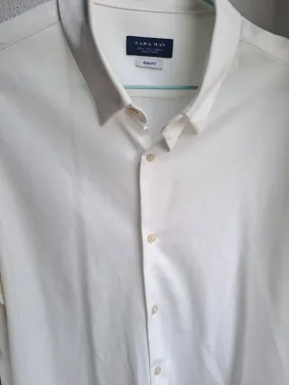 Camisa Zara Hombre Blanca Talla L Slim Fit