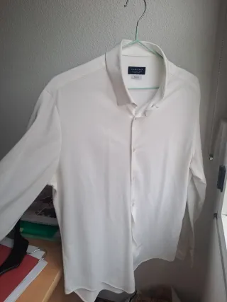 Camisa Zara Hombre Blanca Talla L Slim Fit