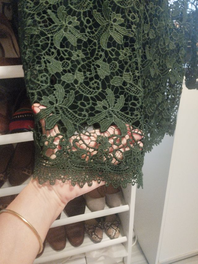 Vestido encaje guipur verde