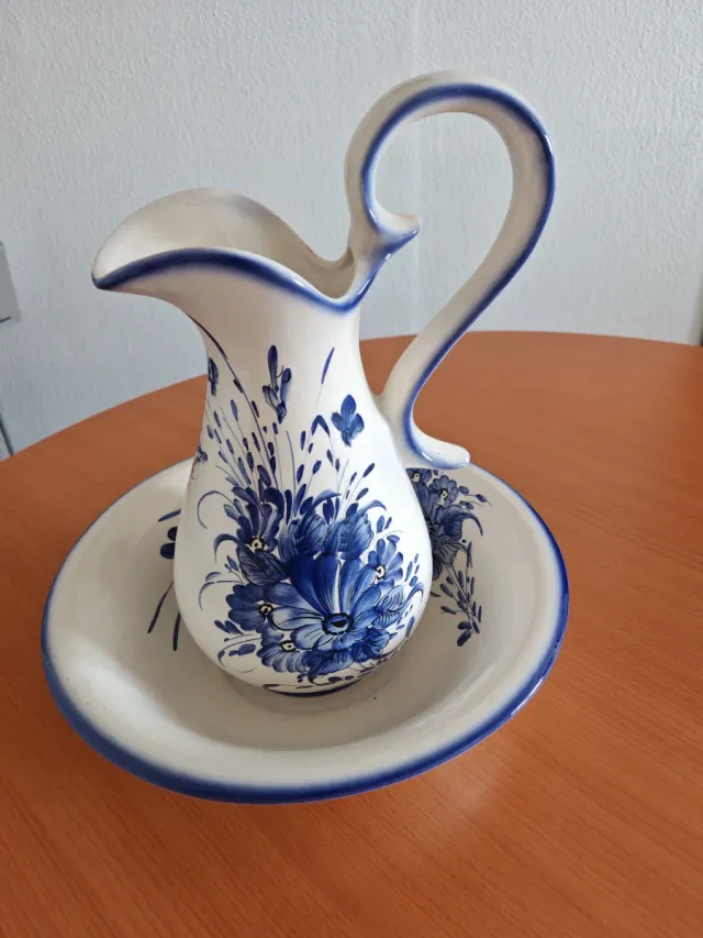 Juego Jarra y Palangana Cerámica Azul