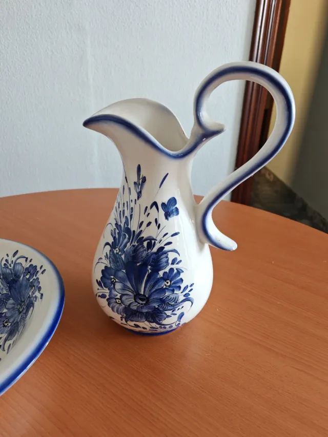 Juego Jarra y Palangana Cerámica Azul