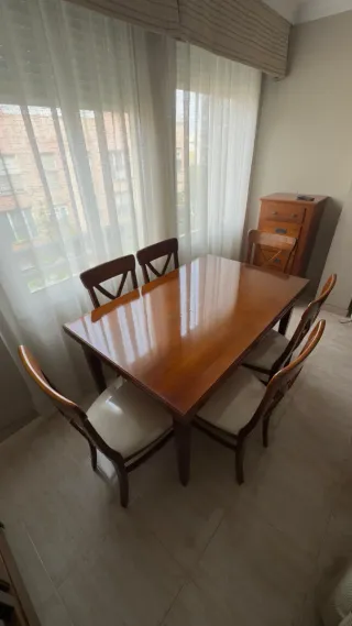 Mesa de comedor y 6 sillas de madera