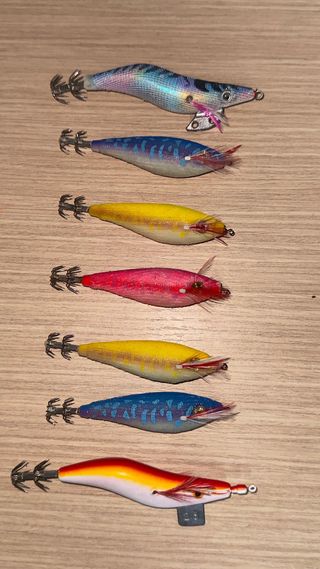 7 señuelos poteras para pesca de calamar