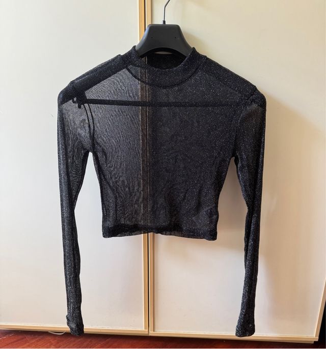 Maglietta nera trasparente glitter