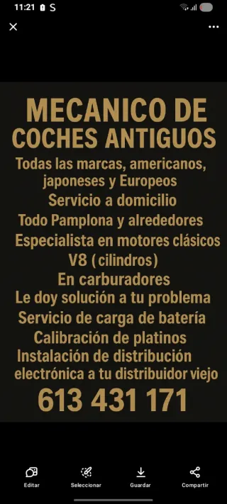 Mecanico de coches antiguos 