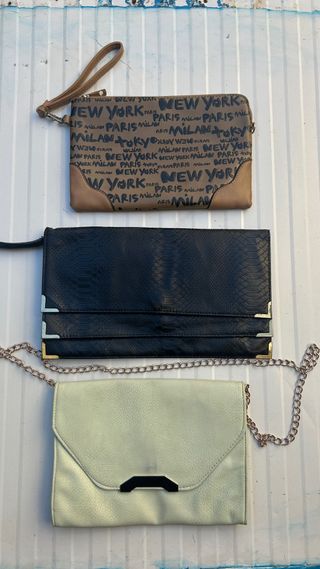 Lote 3 bolsos: beige, negro y marrón