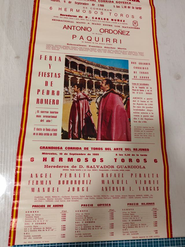 Cartel Toros Ronda 1980 Antonio Ordóñez