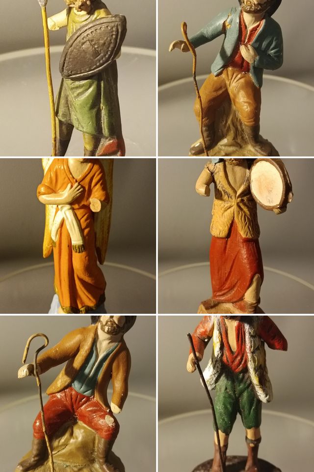 Lote 6 figuras antiguas Belén barro, serrano, Orti