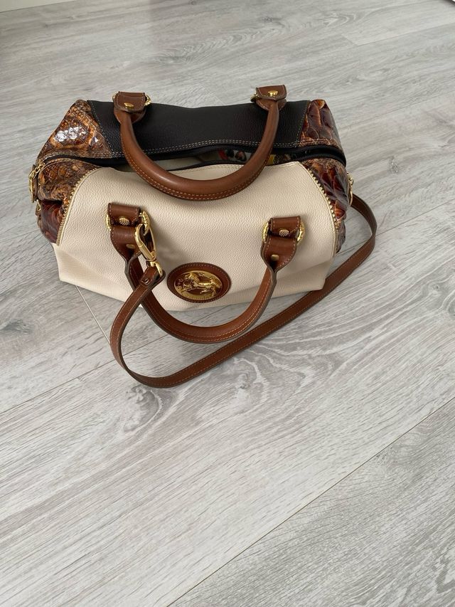 Mala Cavalinho bege e castanha como nova