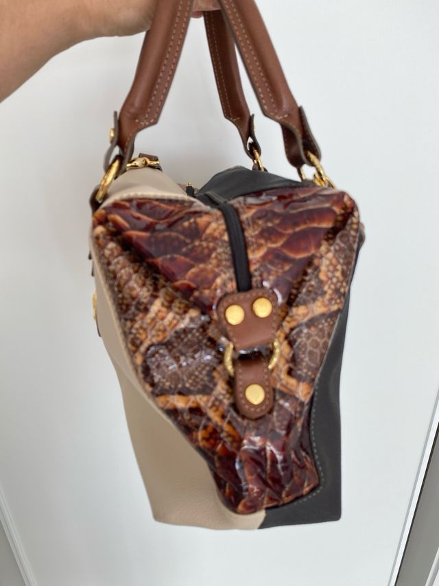 Mala Cavalinho bege e castanha como nova