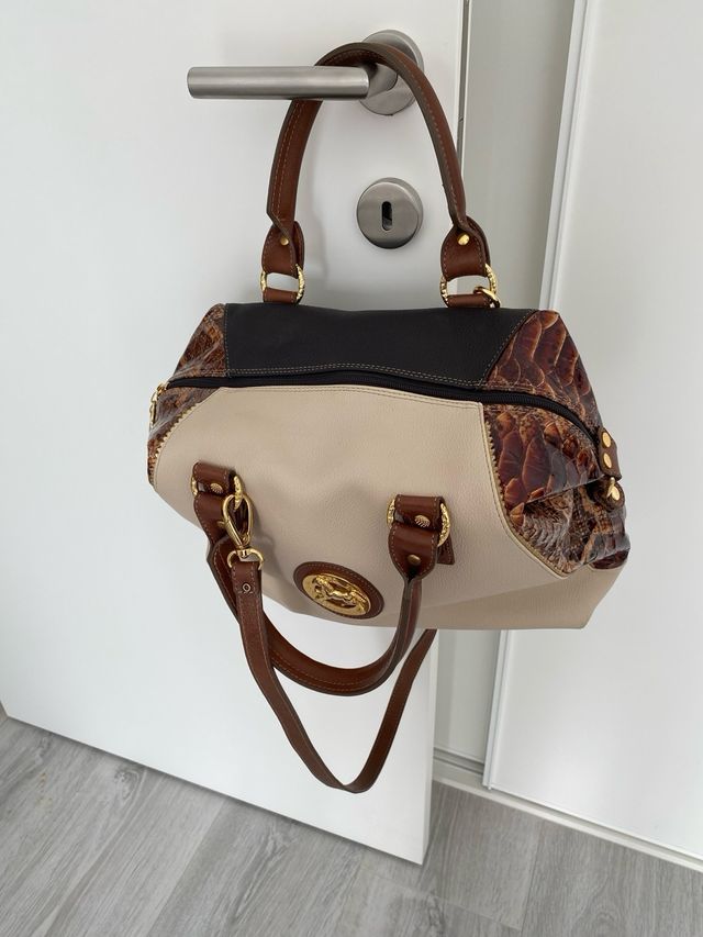 Mala Cavalinho bege e castanha como nova