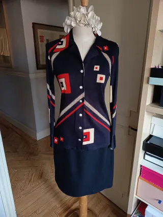 Camisa punto vintage geométrica