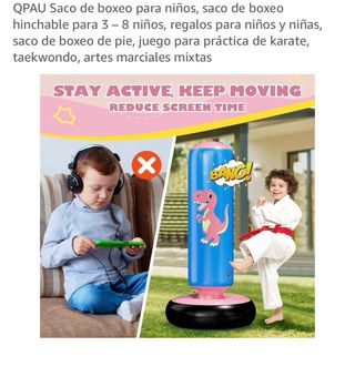 Saco de boxeo hinchable infantil con guantes