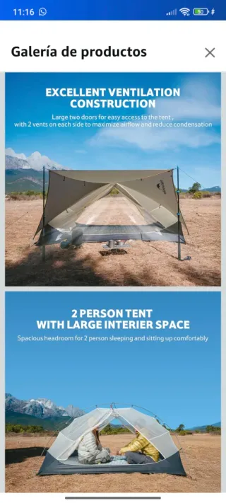 Tienda campaña Naturehike Mongar UL 2 personas