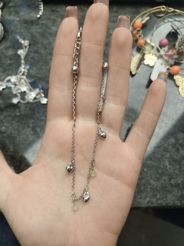 Cavigliera con farfalle, cuori e perline