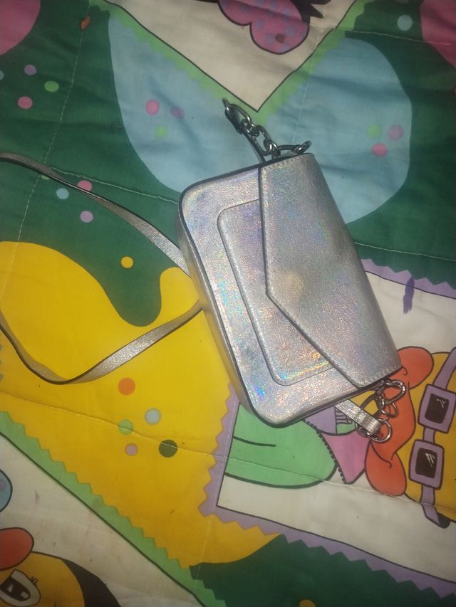 Bolso de fiesta plateado mujer