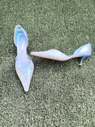 Zapatos Marypaz Azul y Plateado 