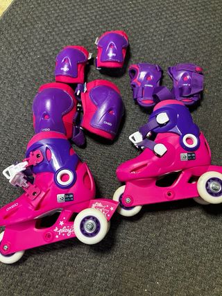 Patines niña T 26-28 + Protecciones Peppa Pig