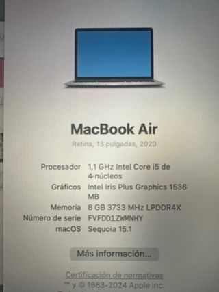 MacBook Air Plata 2020 13 pulgadas 