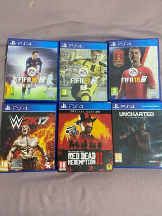 Pack 6 Juegos PS4: FIFA 16, 17, 18, WWE 2K17, Red
