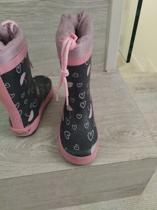 Botas de agua niña TALla 24 grises con purpurina y
