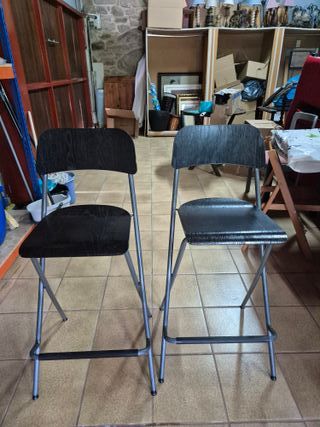 2 panche alte in legno nero e metallo