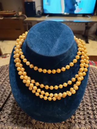 Collana perle dorate multistrato