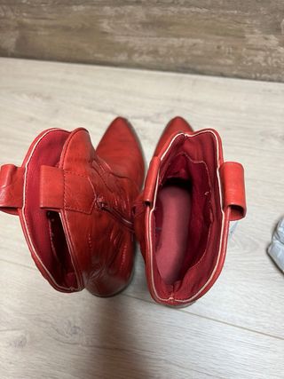 Botines Elara Estilo Vaquero Talla 39 Rojo