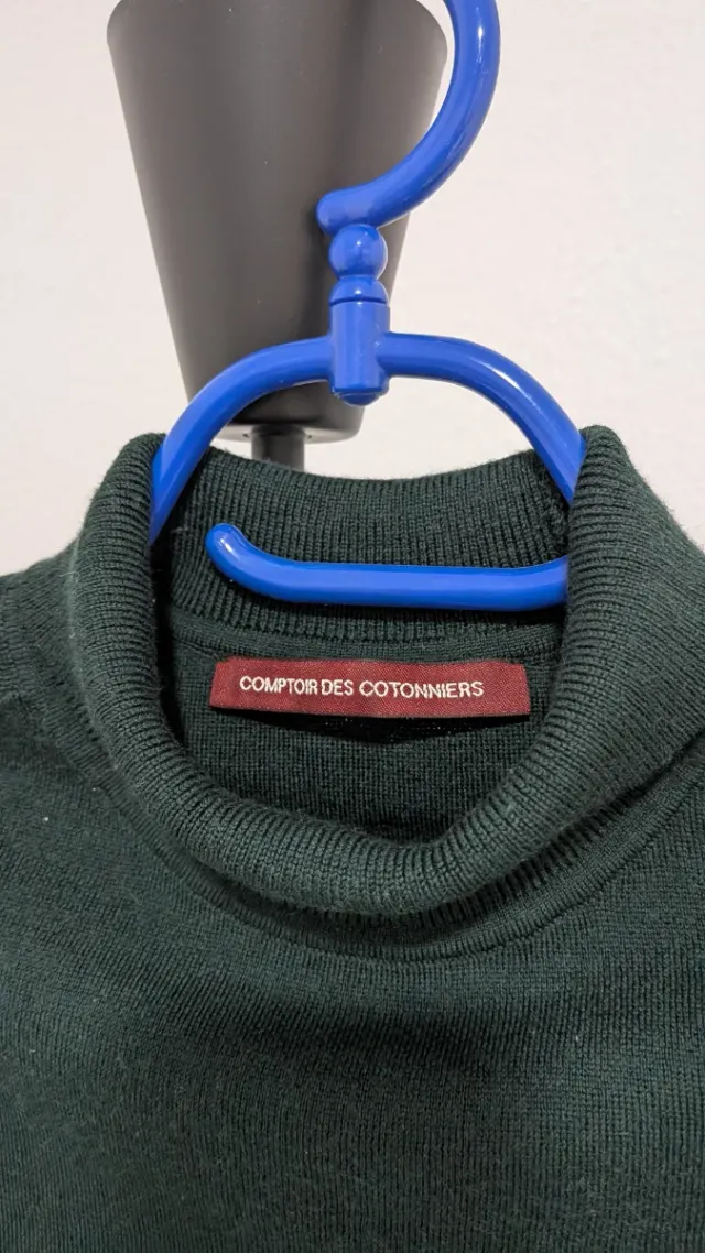 Jersey lana cuello alto verde