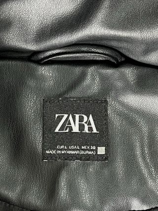 Chaleco Zara Puffer Efecto Piel Negro