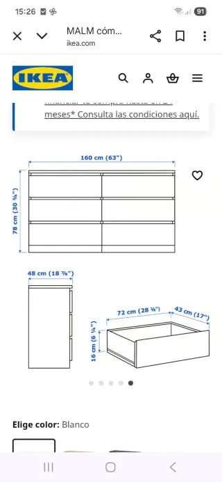 Cómoda 6 cajones salón/dormitorio