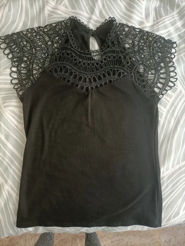 Top negro encaje mujer T. S